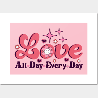 Love All Day Every Day Retro Valentine Posters and Art